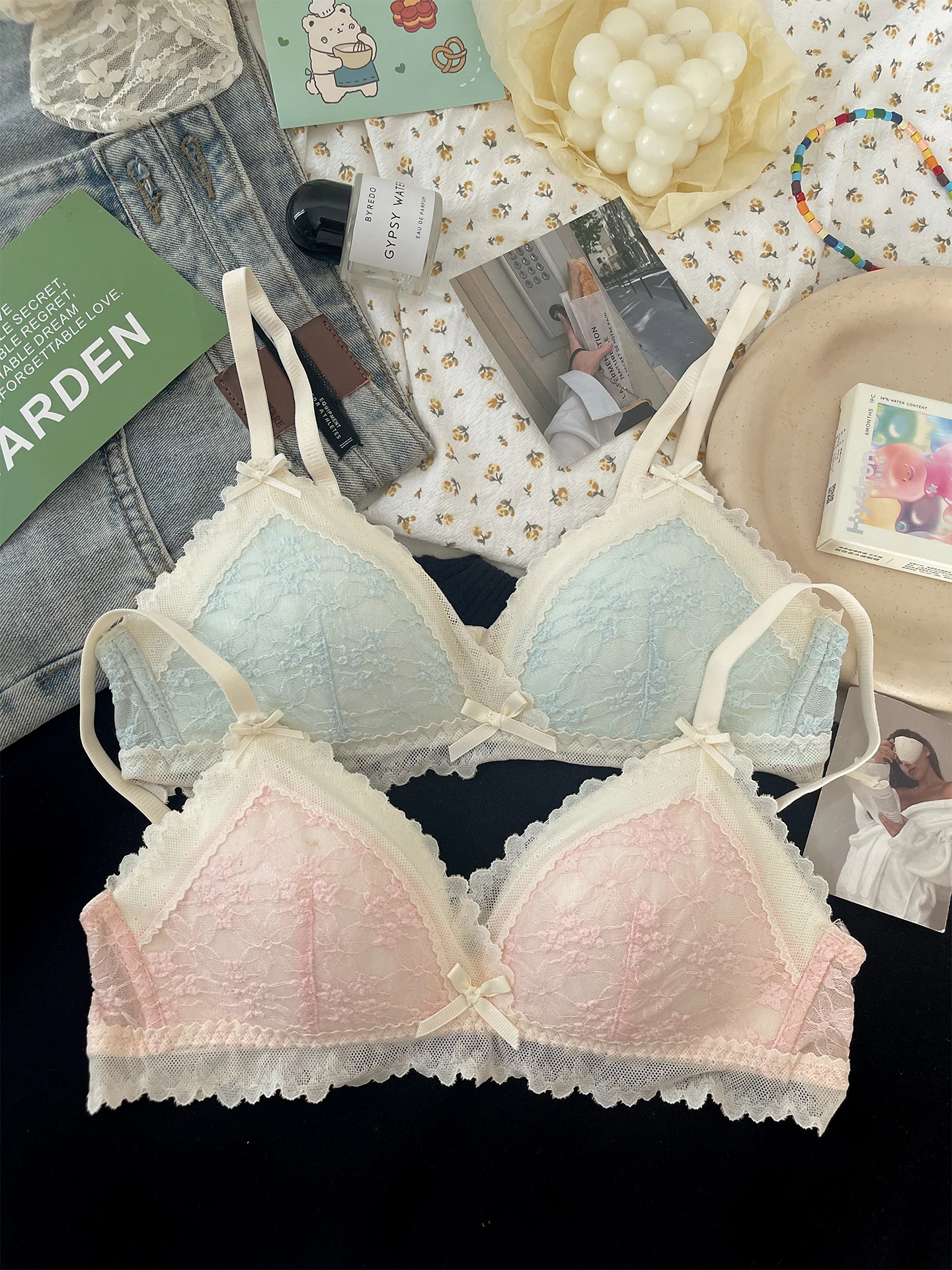 Underwear Women's Summer Thin Collection Sexy Lace Without Steel Rim 2025 New French Triangle Cup Text Bra