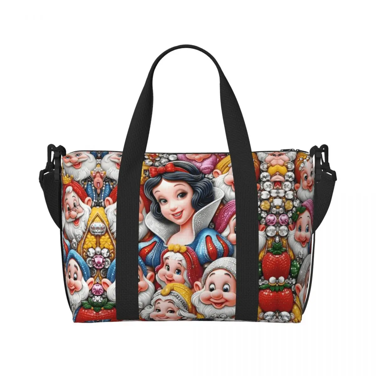 

Diamond Painting Snow White And The Seven Dwarfs Groceries Tote Shopping Bags Women Big Capacity Anime Cartoon Beach Gym Bags