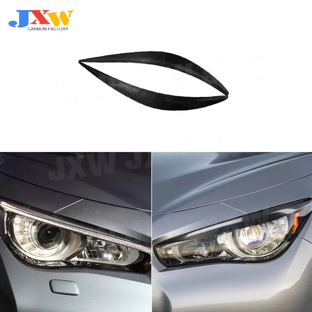 

Carbon Fiber Car Front Eyelid Bumper Lamp Eyebrow Trims for Infiniti Q50 C7 Headlight Eyebrow Cover Car Decoration