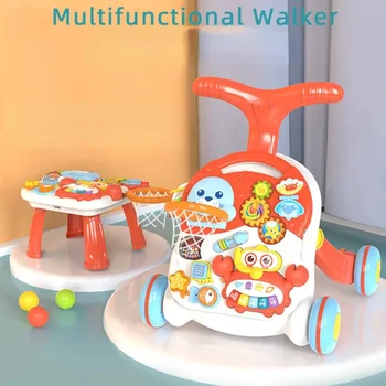 2 In 1 Play Table Walker Stroller Toy for Babies Multi-function Anti-rolling Toy Stroller Anti-o-leg Learning Baby Walker