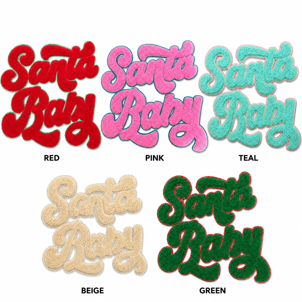 1Pc 11 Inch Santa Baby Chenille Patch Glitter Backing Iron-On Applique for Christmas Sweatshirt T-Shirt DIY Clothing