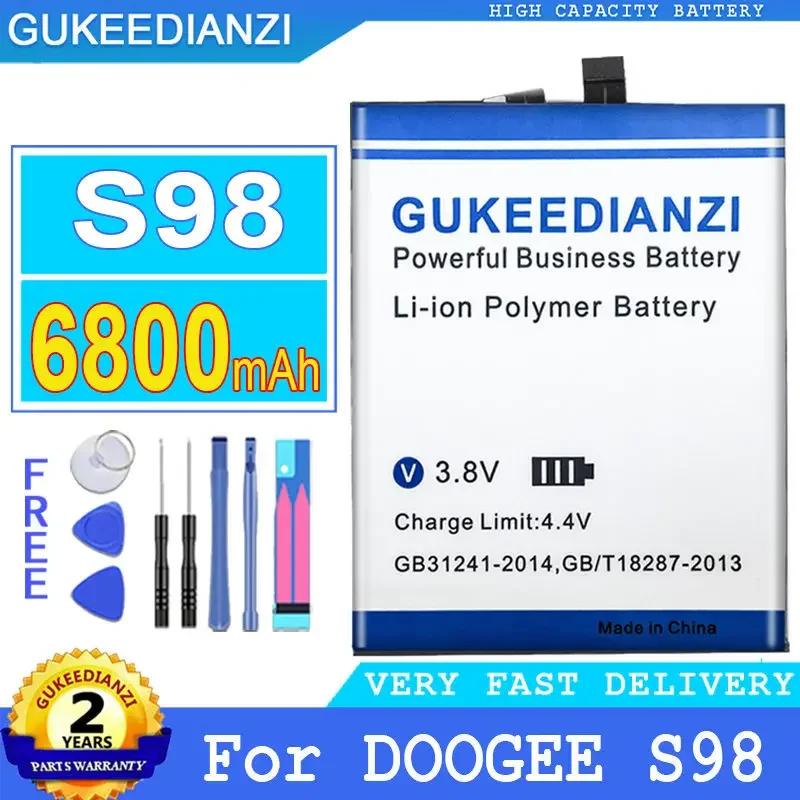 

S98 (BAT21ZN1356000) High Capacity Mobile Phone Battery 6800mAh For DOOGEE S98 Smartphon Batteries