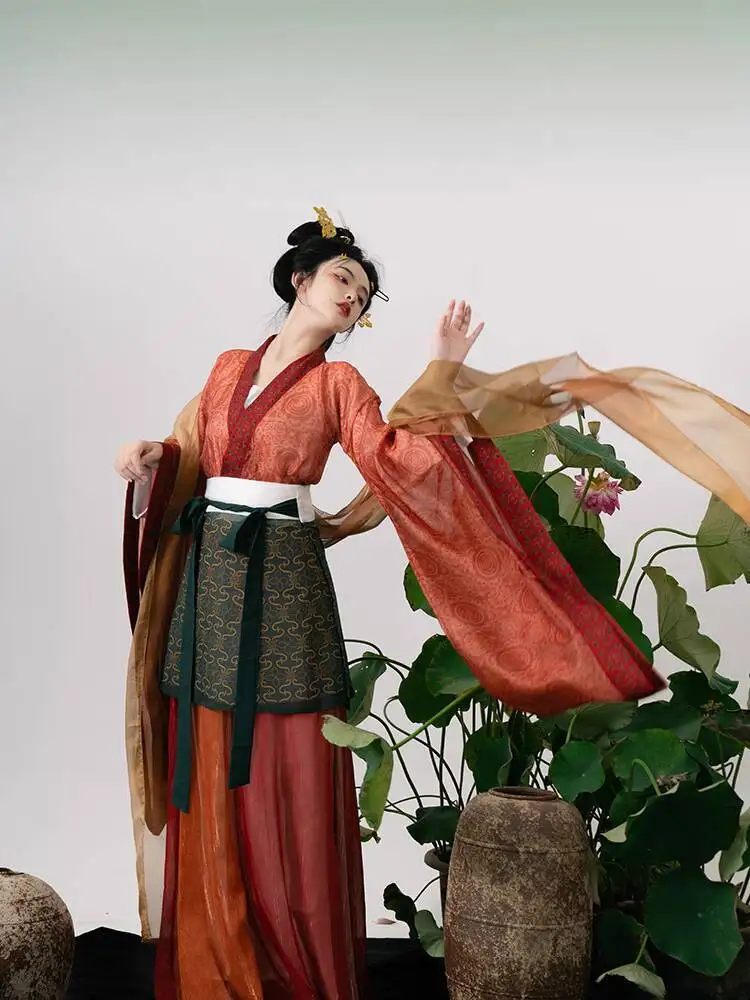 魏晋風[酔酒不滅の家]復元された南北朝時代の漢服女性用大袖ルージャケット