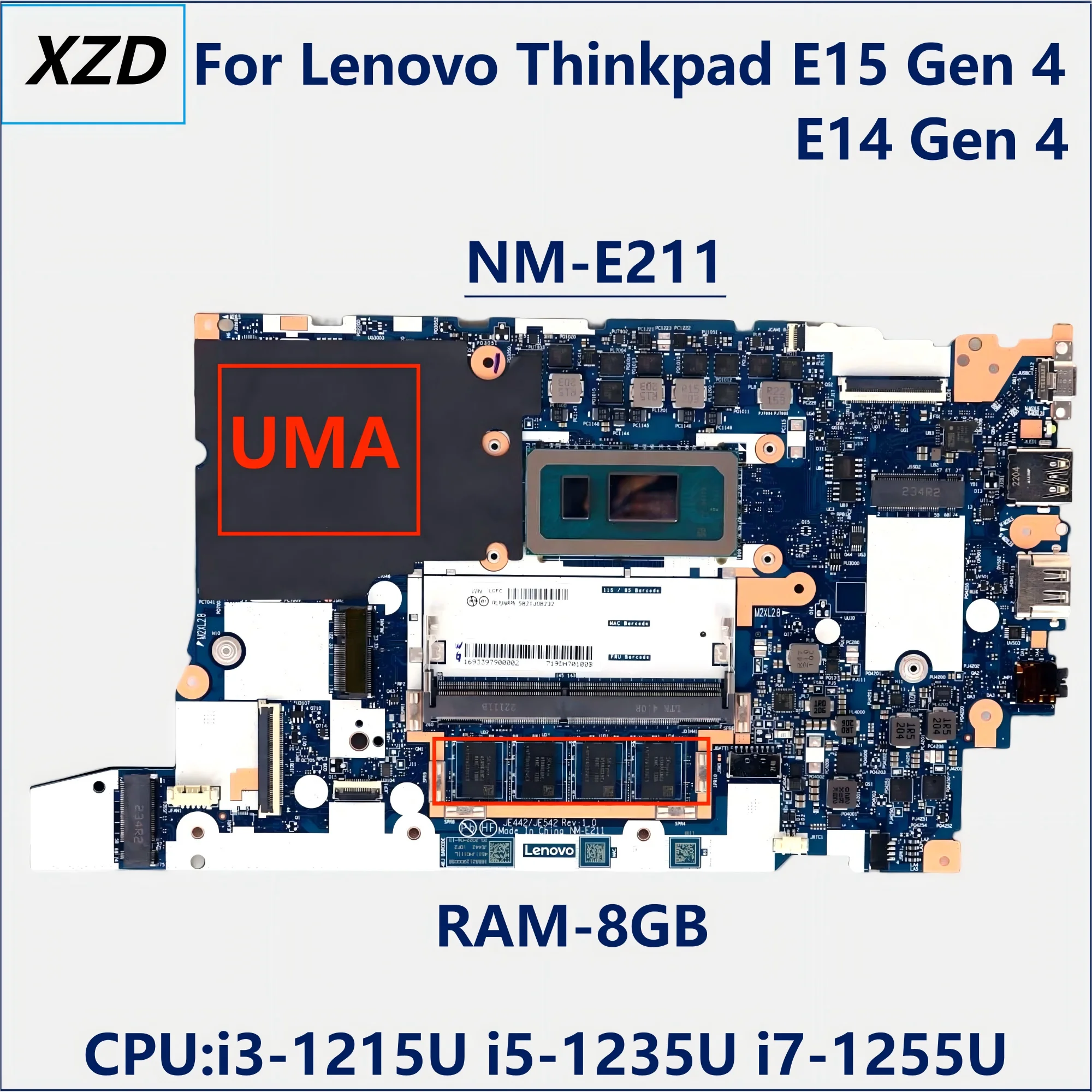 

NM-E211 Mainboard For Lenovo Thinkpad E15 Gen 4 E14 Gen 4 Laptop Motherboard with i3 i5 i7 12th CPU 8GB-RAM 100% Fully Tested