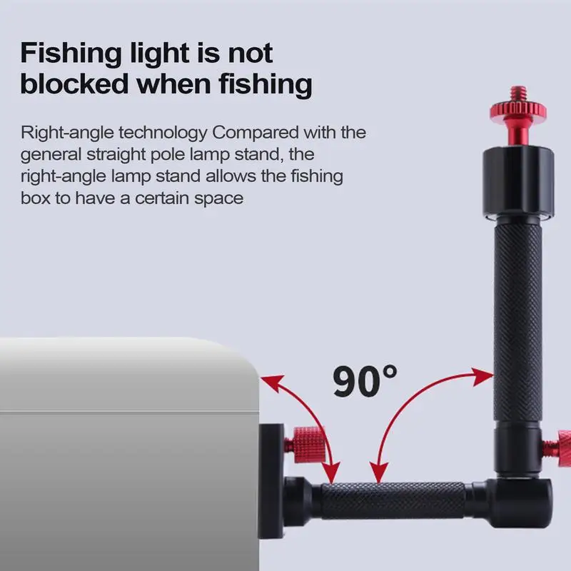 

Light Stand For Fishing Box Aluminum Alloy Tackle Box Light Mount For Night River Lake Reservoir Fishing Right-Angled Light
