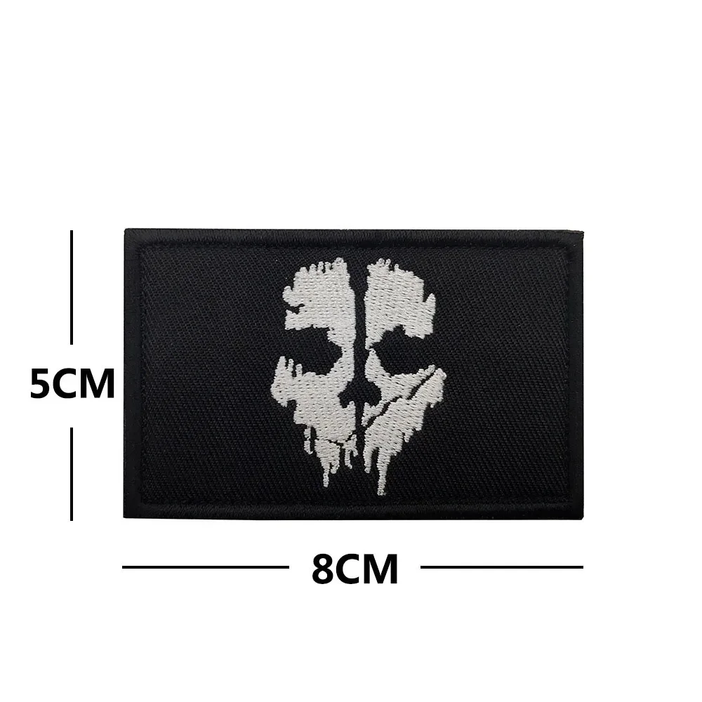 Call of Duty Patches on Clothes Ghost Mask Embroidered SHD Black Ops Patch Morale Special Air Service Badge on Backpack Sticker