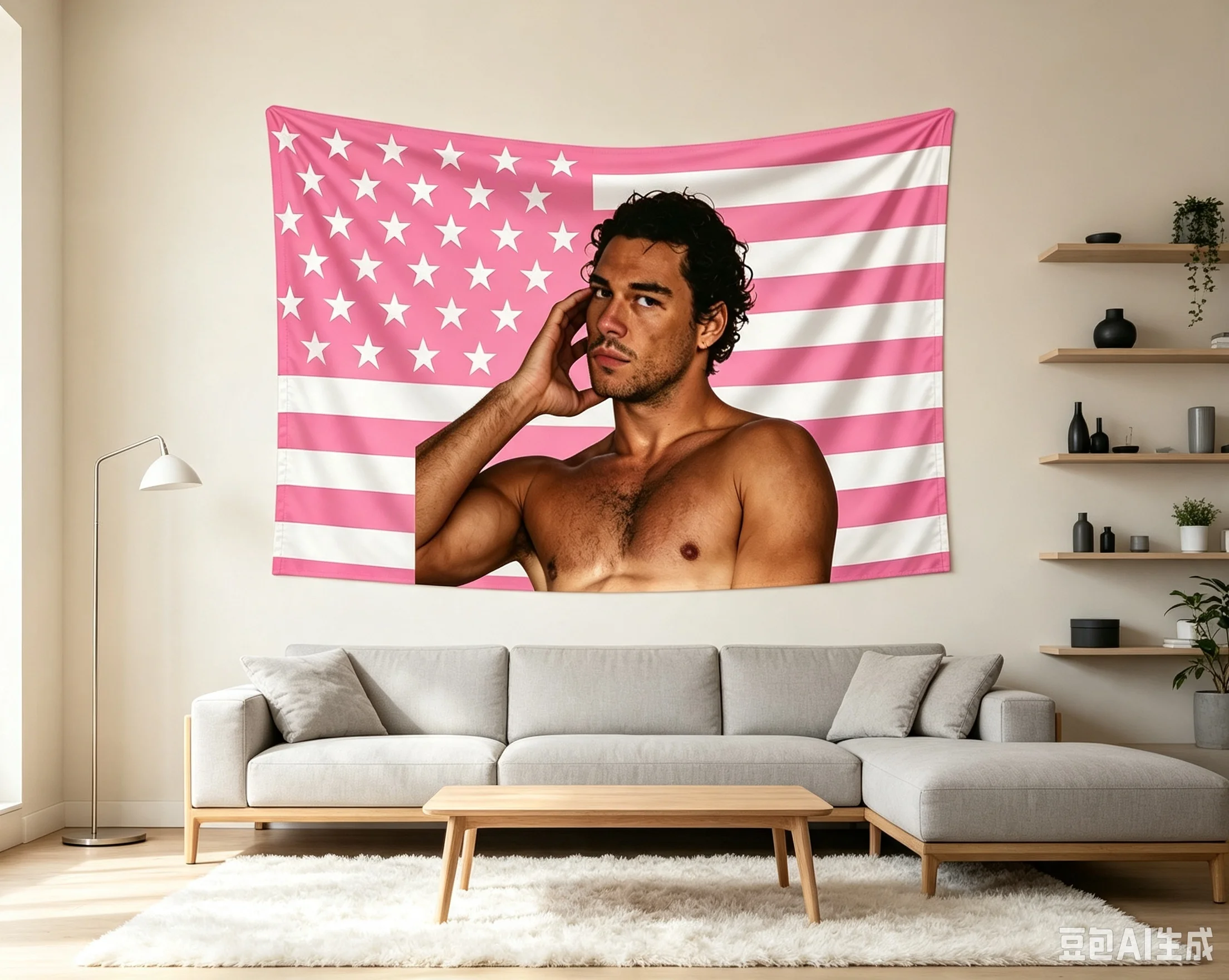 1pc Garrett Graham Off Campus Pink Tapestry Flag, Suitable For University Dormitories, Bedrooms