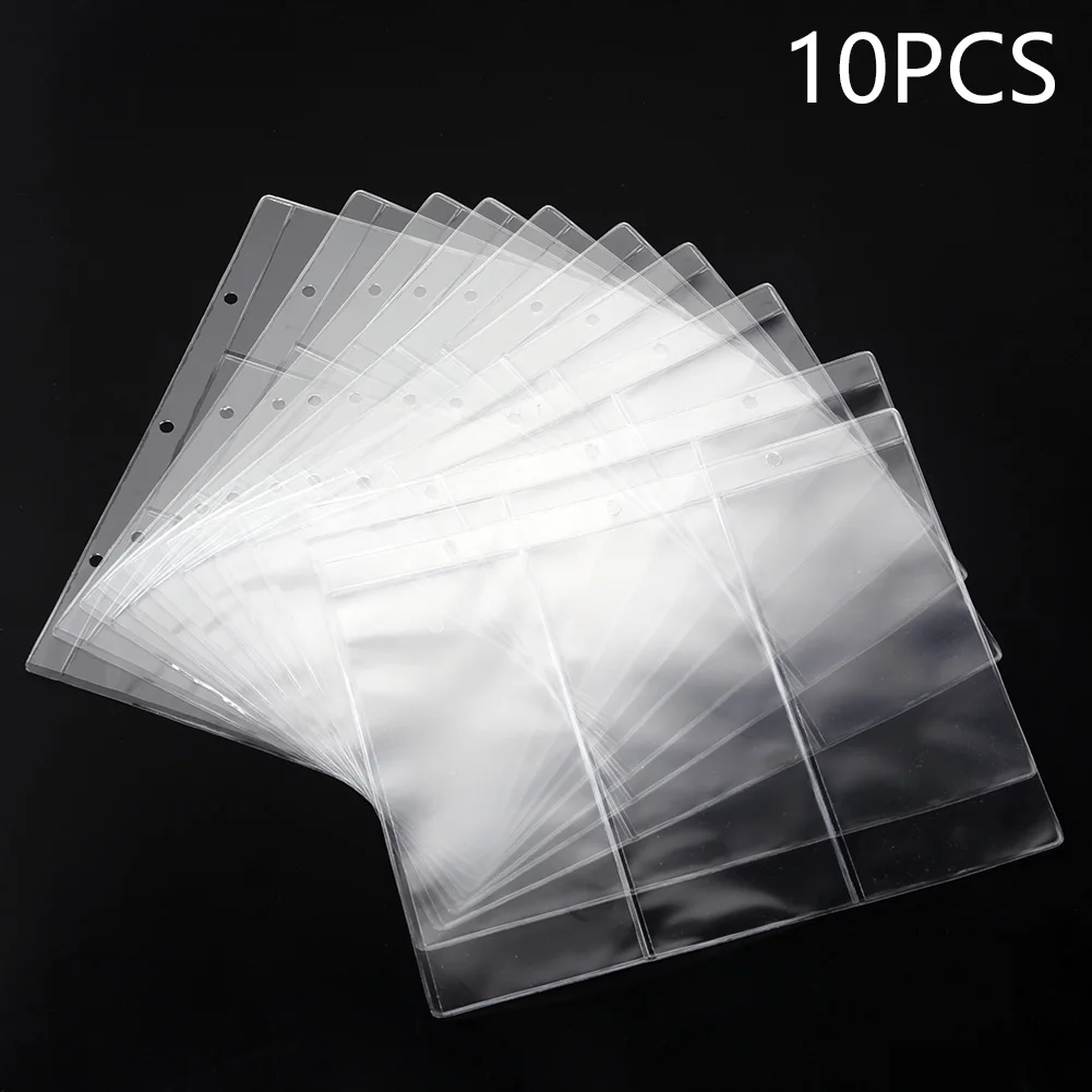 10Pcs Paper Money Album Accessories Accessory Banknotes Binder Currency Folders Holder PVC Portable Sheet Sleeves