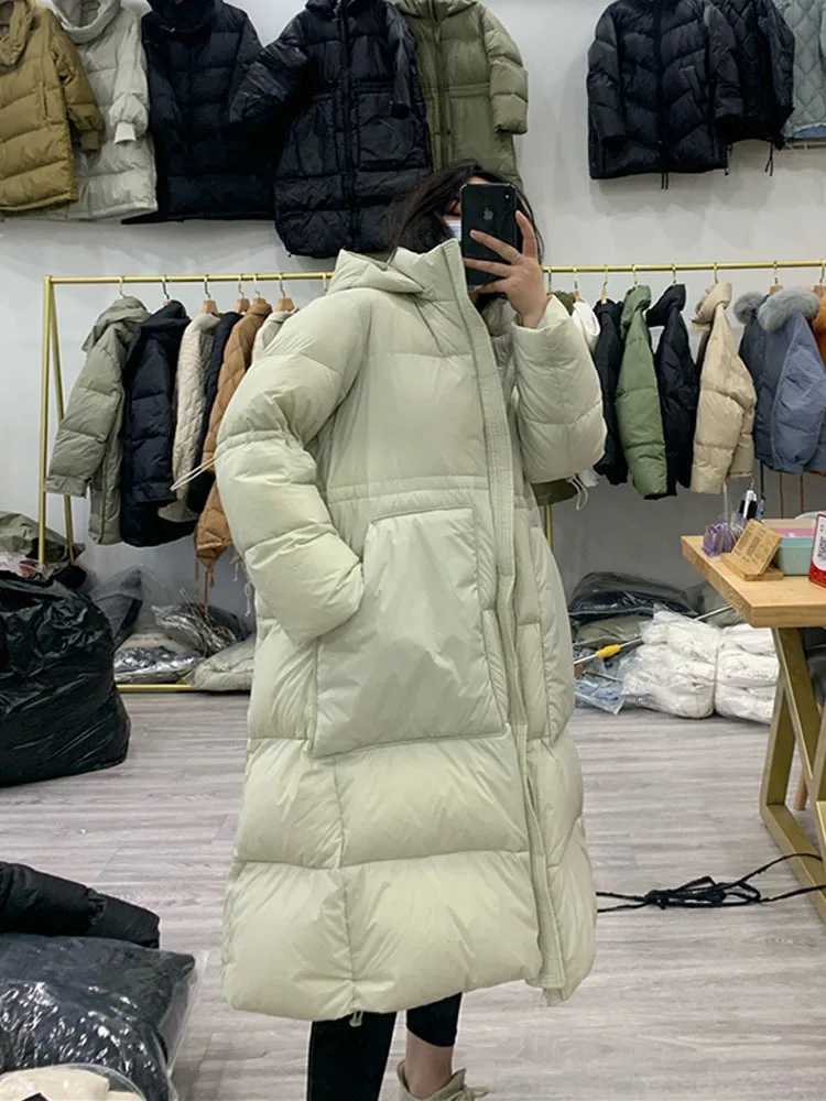 2022 Women Down Jacket Long Winter Oversized Warm Thick Casual Coat Female High Street Bat Sleeve Large Size Down Parkas