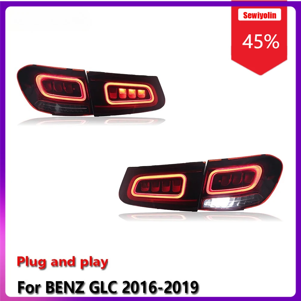 

Sewiyolin Car LED Lamp Tail Light Assemblies For Benz GLC 2016-2019 Auto Fog DRL Brake Turn Signal Lamp Plug and Play