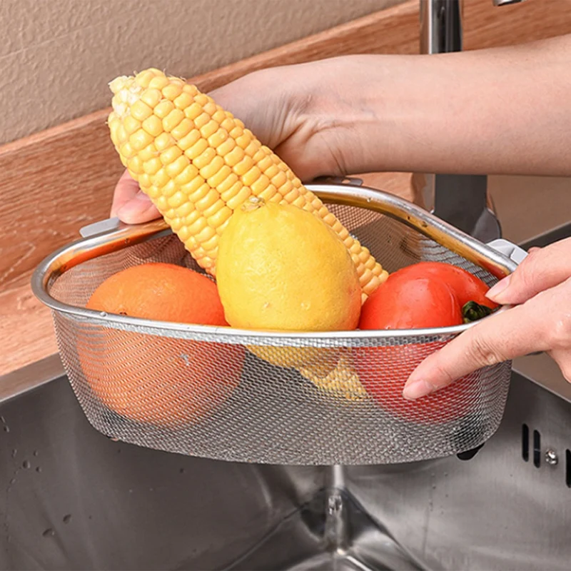 Triangle Sink Drain Basket Kitchen Triangle Filter Basket Fruit And Vegetable Storage Drain Rack Basket Durable Easy To Use C