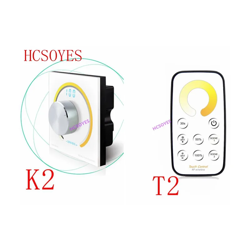 K2 /T2 DC12V - 24V Rotary CCT touch panel dimmer Switch knob RF wireless remote Knob panel color temperature controller