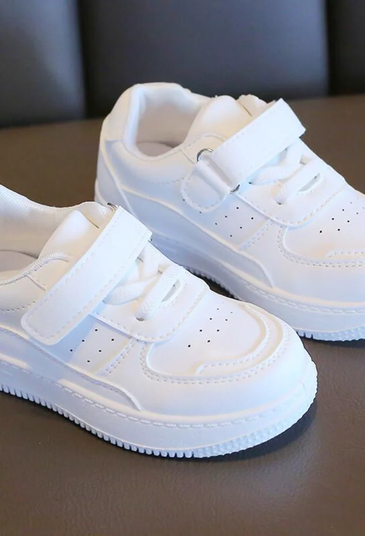 

Детские повседневные кроссовки Kawaii, белые, с кожаным верхом и мягкой подошвой, для мальчиков и девочек, весна-осень, повседневные, новый стиль 2026