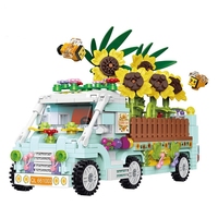 2024 Hot City Outing Bus Friends Camper Van Camping Car Princess Ice Cream Truck Model Mini Building Blocks Sets Brick Boys Toys