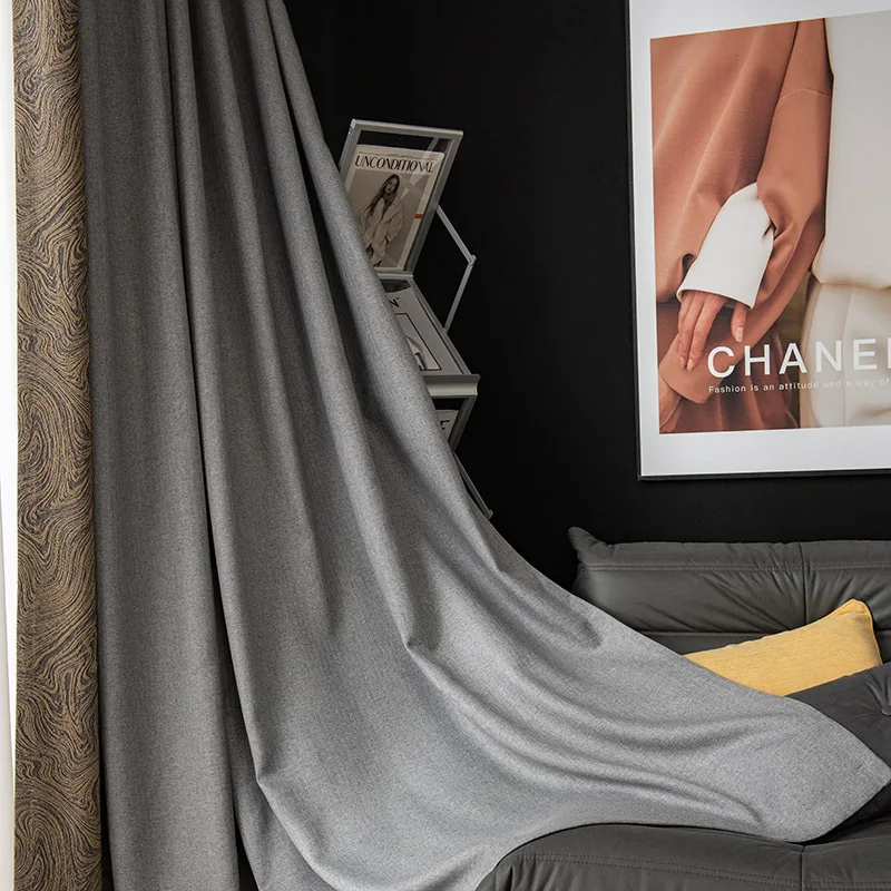 

New Living Room Light Luxury Blackout Curtains, Fully Blackout Thickened Cotton Linen Curtains for Living Dining Room Bedroom