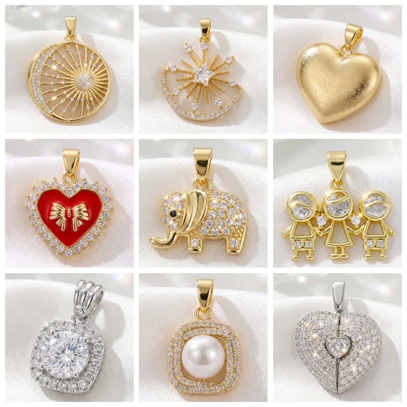 1/2Pcs 18K Gold Plated Brass Sunflower Starburst Pendant Inlaid Zircon Compass Charm For DIY Jewelry Making Accessories view 6