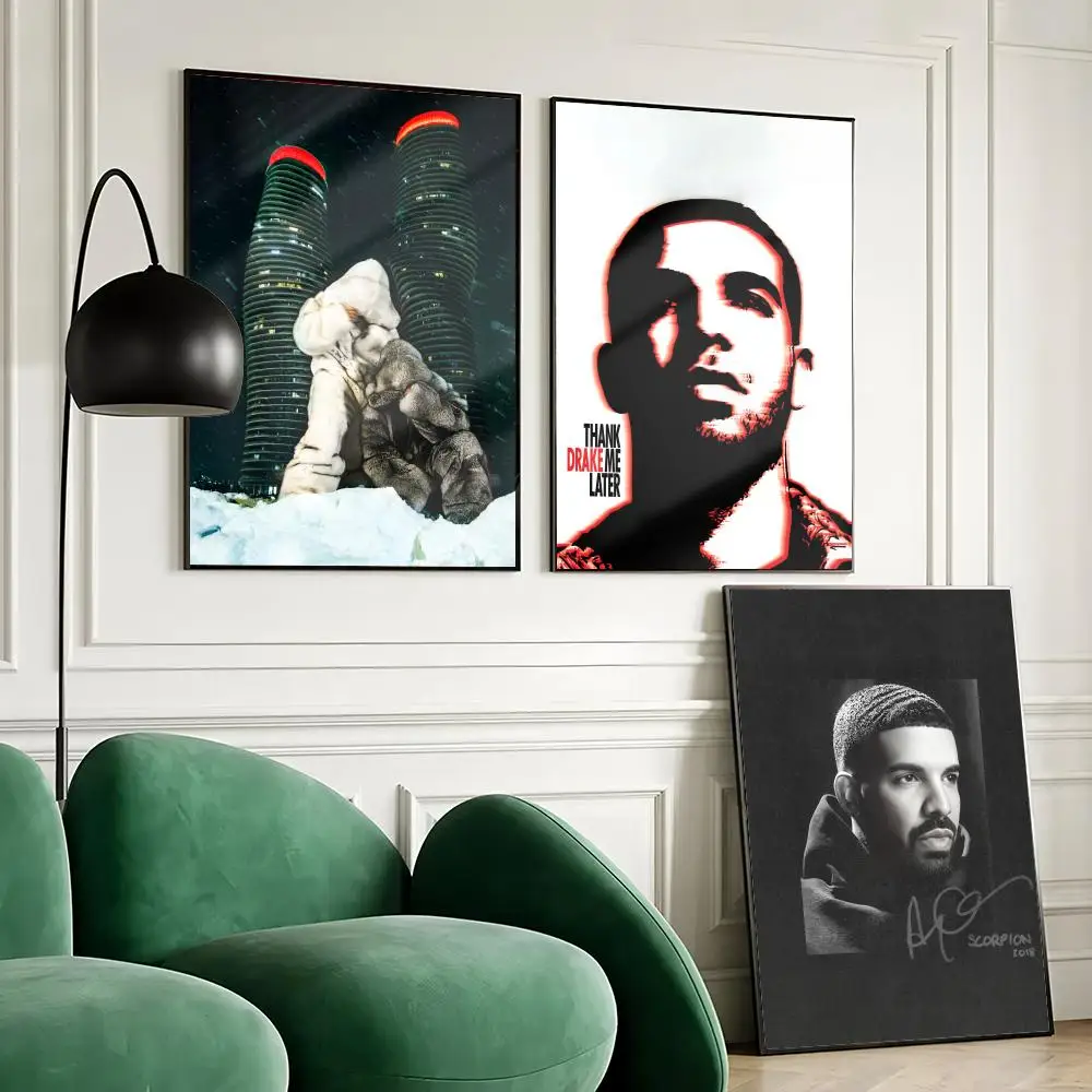 D-Drake Rapper Poster Waterproof Wall Art Sticker for Home Bar Decoration, Self-Adhesive Room Wall Decor Mural