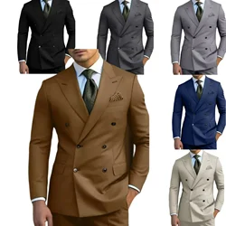 Classic Mens Suits Slim Fit 2 Pieces Blazer and Pants Peak Lapel Luxury Men Wedding Dresses Tuxedo Set for Prom Party Business