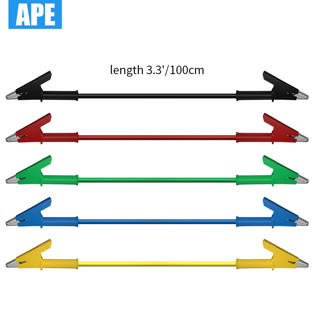 Imagem -02 - Jacaré Clipe para Teste Multímetro Linha de Cabo Jumper Wire Ferramentas de Teste Elétrico 100cm Pcs