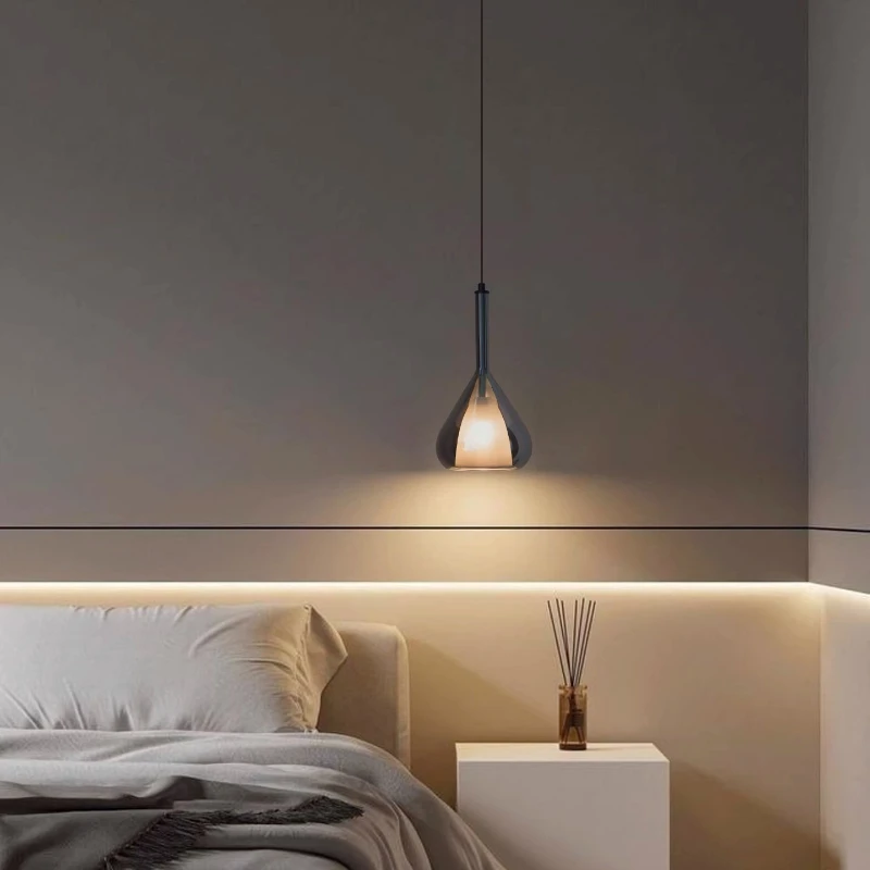 Italian Design Minimalist Glass Water Droplet Pendant Lamp Modern Restaurant Living Room Bedroom Bedside Hotel LED Hanging Light