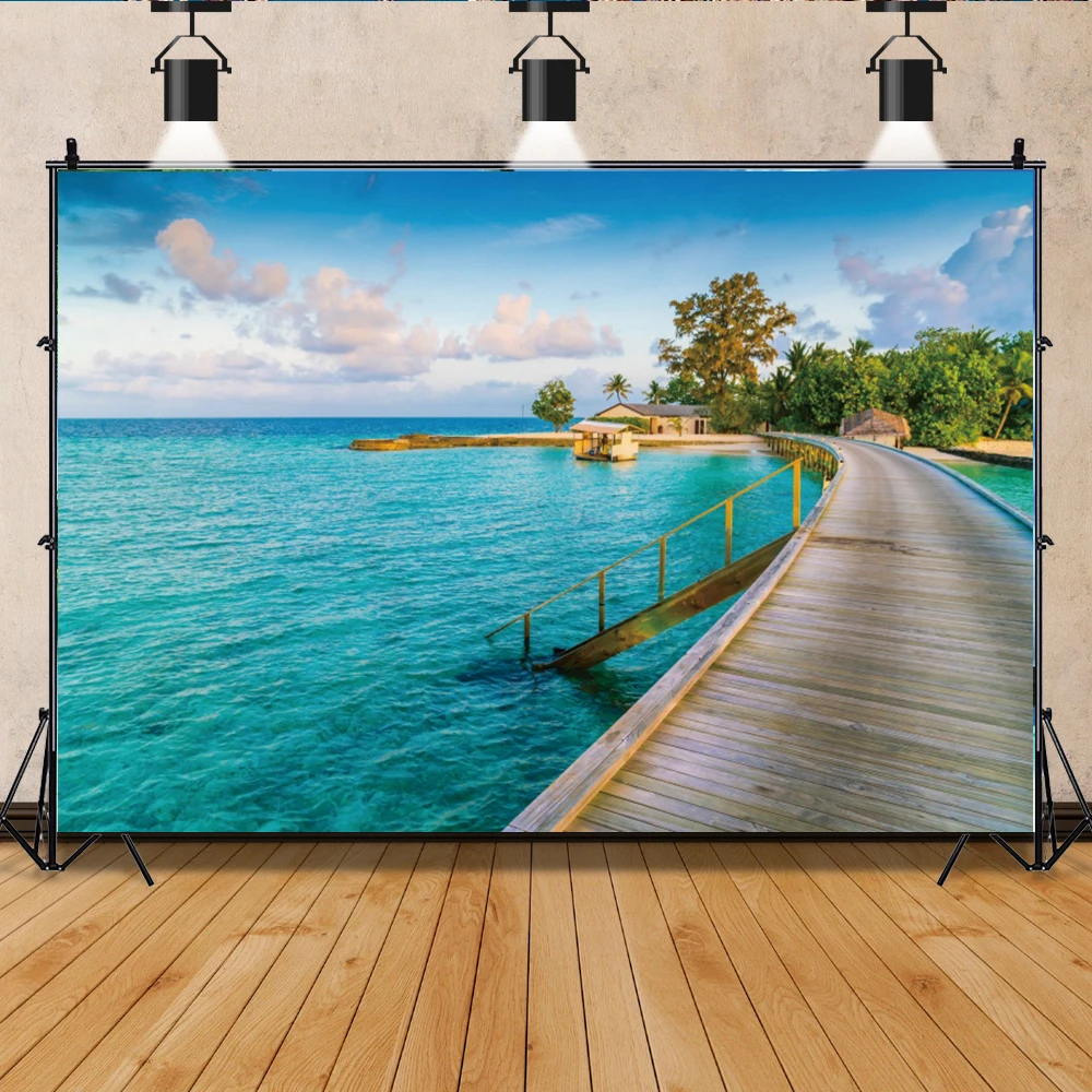 Тропический пляжный фон для фотосъемки морской пляж Пальма природный пейзаж детский день рождения Свадебный душ Вечеринка студийный фон