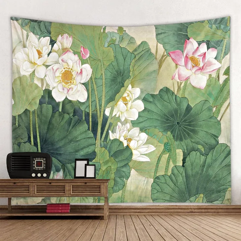 Lotus Leaf Bohemian Hippie Wall Tapestry Small Fresh Home Art Decor Yoga Mat Big Beach Towel - Unique Lotus Design