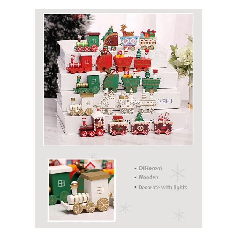 Merry Christmas รถไฟไม้เครื่องประดับตกแต่งบ้าน Santa Claus ของขวัญ Natal Navidad Noel ใหม่ปี Decor