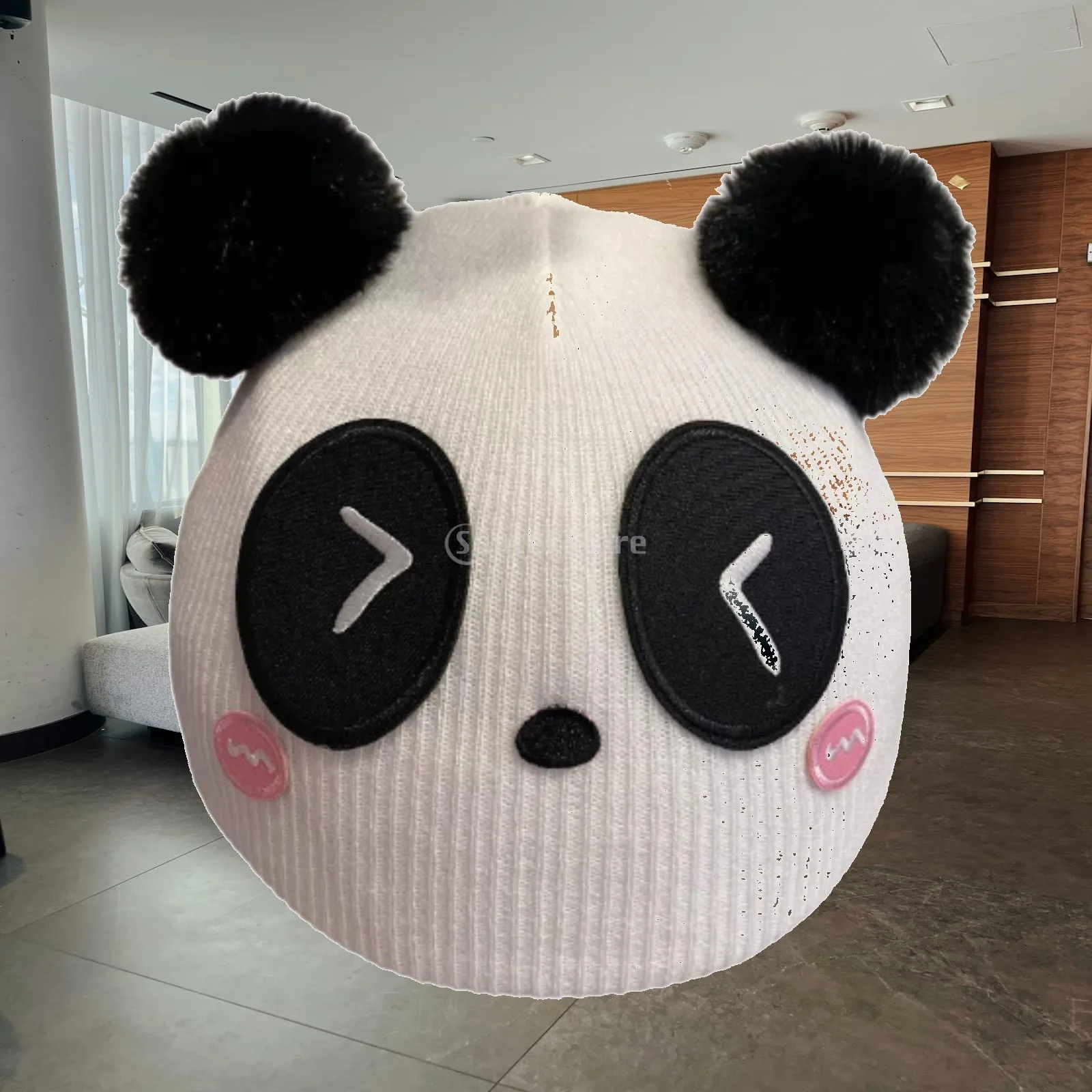 Universal Winter Ski Helmet Cover with Panda Knitted Design Soft Stretchy Helmet Decor for Women Snowboard Outdoor Sports Gear