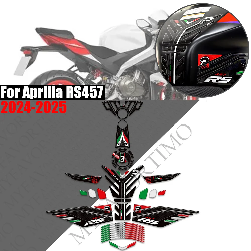 

For Aprilia RS457 Tank Pad Cap TankPad Grips Gas Fuel Oil Kit Knee Fairing Fender Stickers Moto Decals ApriliaRS457 2024 2025