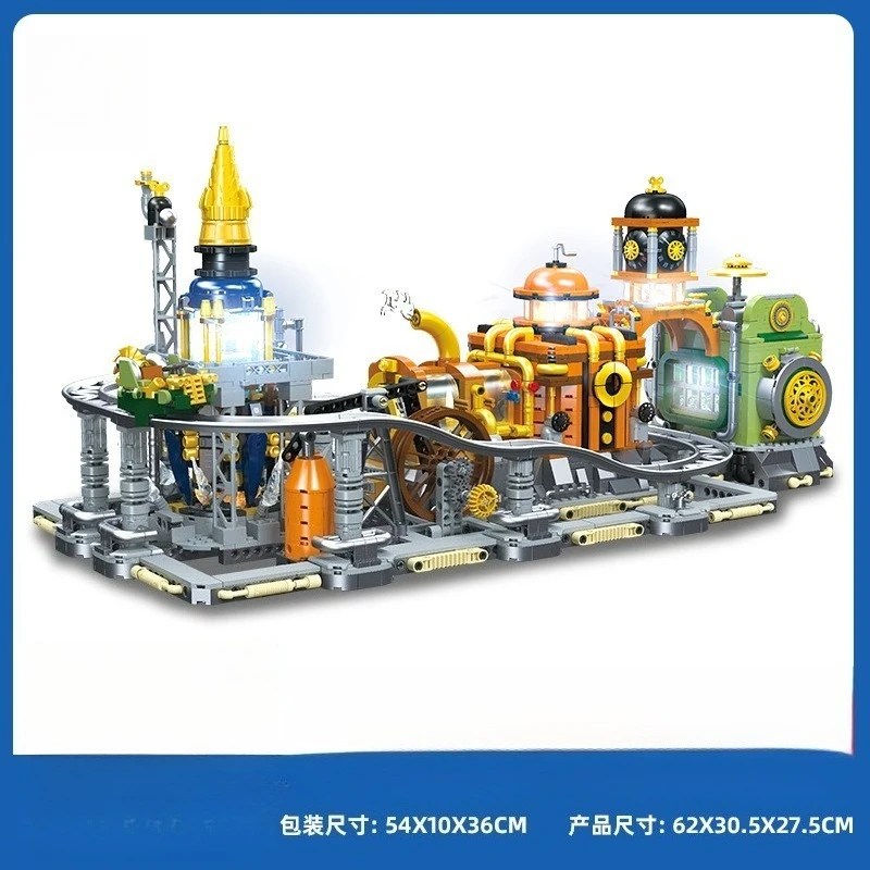 Steam Punk Airship Blocks, Fantasy Dream Zeppelin Sci-Fi Educational Bricks, DIY Assembly Toy Kit, Ideal Gift for Collection