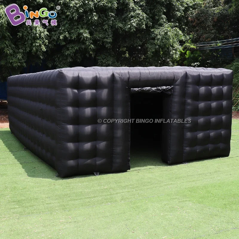 Black Inflatable Cube Marquee Camping Canopy 8x5x2.5 Meters Party Trade Show Tent