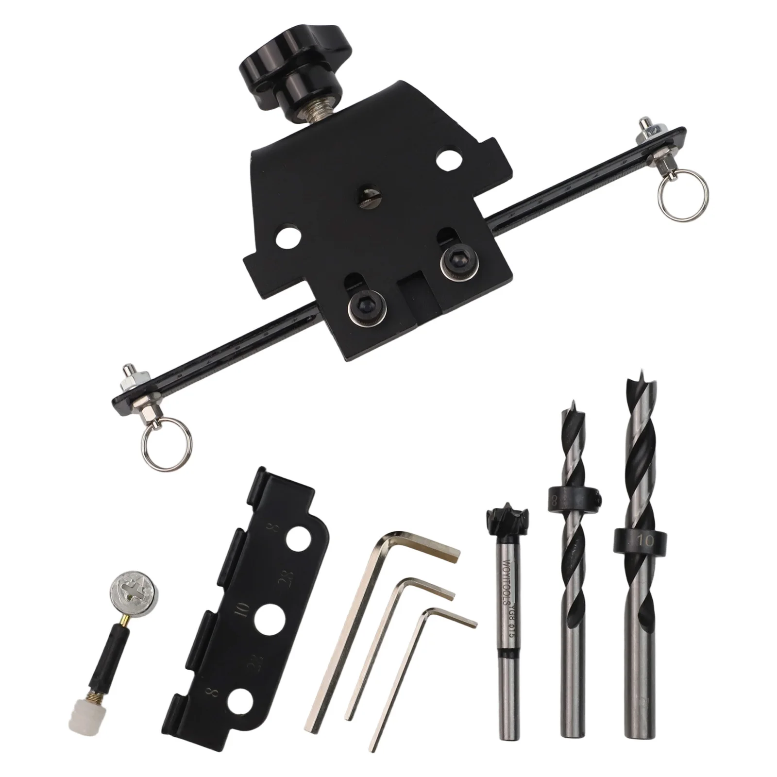 

Adjustable Clamping 8 10 15 MM Dowel Jig Drill Kit Carbon Steel Material Dual-sided Positioning Features Furniture Making