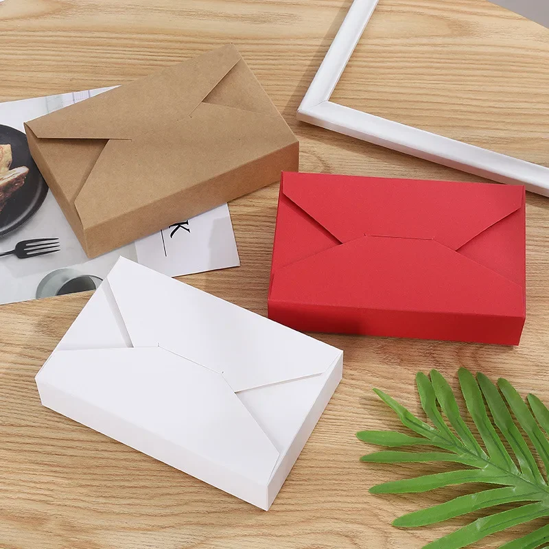 30/50pcs Kraft Paper Gift Boxes White Red Candy Box For Wedding Birthday Christmas Party Chocolate Cake Baking Packaging Box
