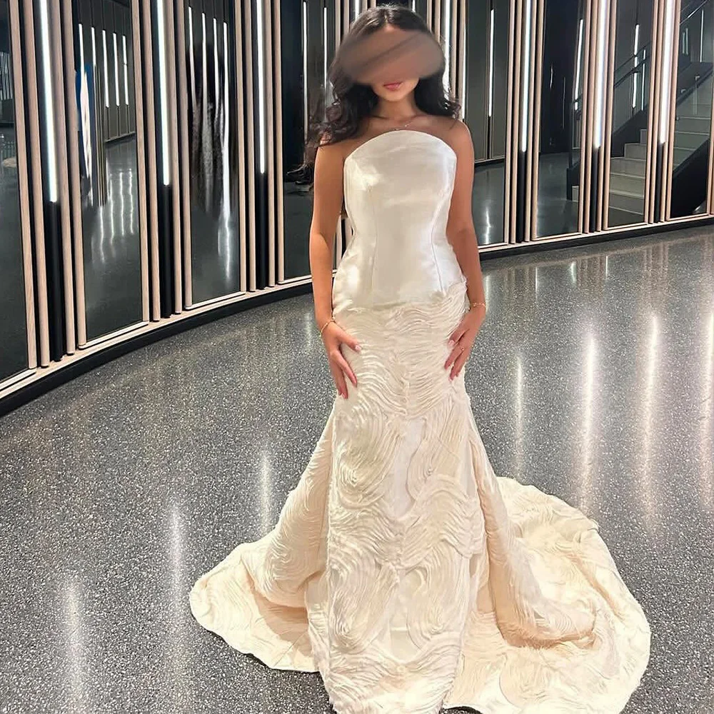 Mode ruches op maat gemaakte vestido de festa temperament satijnen mouwloze avondjurk klassieke zeemeermin mouwloze beroemdheidsjurken