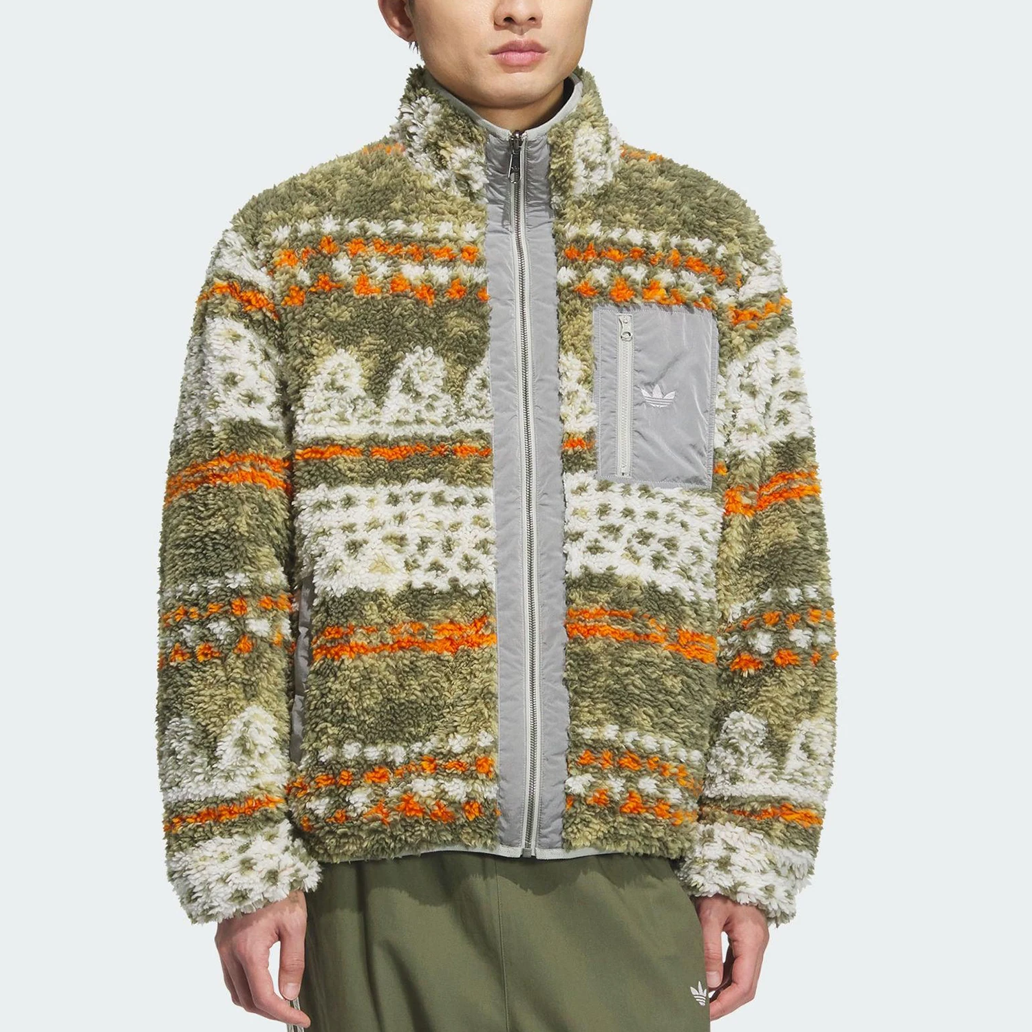 Adidas genuine clover men's double-sided jacquard printed jacket KC0106