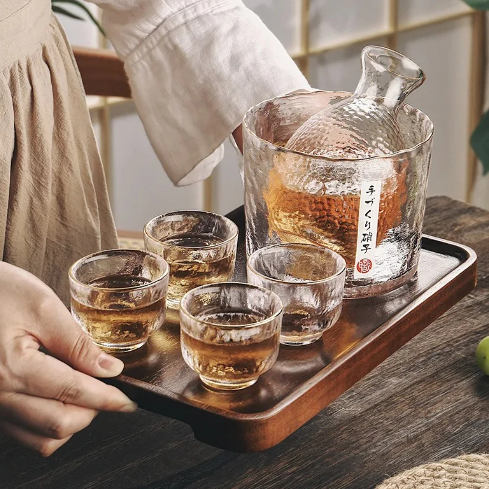 

Японские стеклянные барные наборы, стеклянный набор для вина с саке, Baijiu, коктейльный набор для виски, стеклянная колба, посуда для семейного сбора, бокалы для вина, подарки