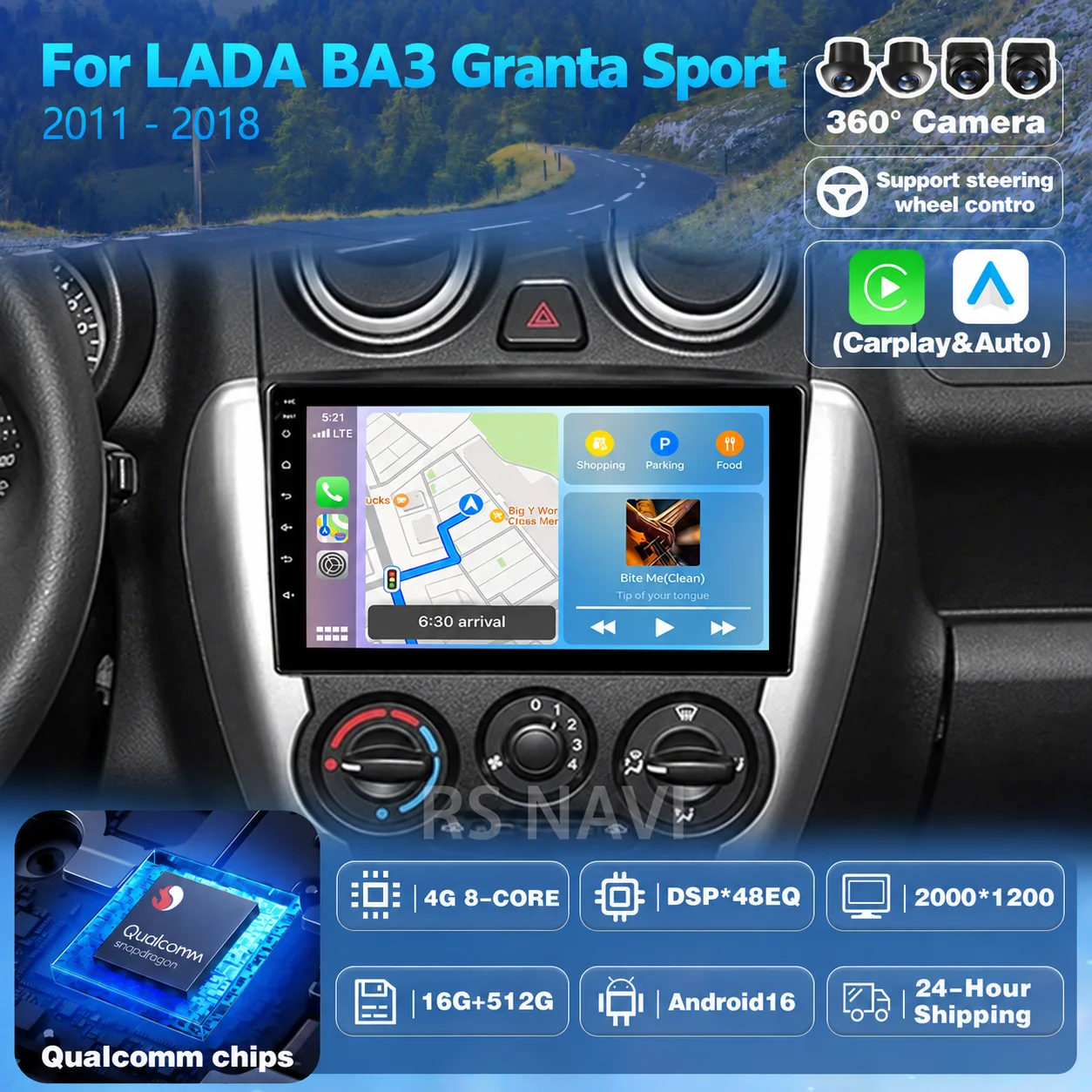 Plug and Play Android 16 Carplay 2K Car Radio Multimedia For LADA ВАЗ Granta Sport 2011 - 2018 navigation video Autoradio Stereo