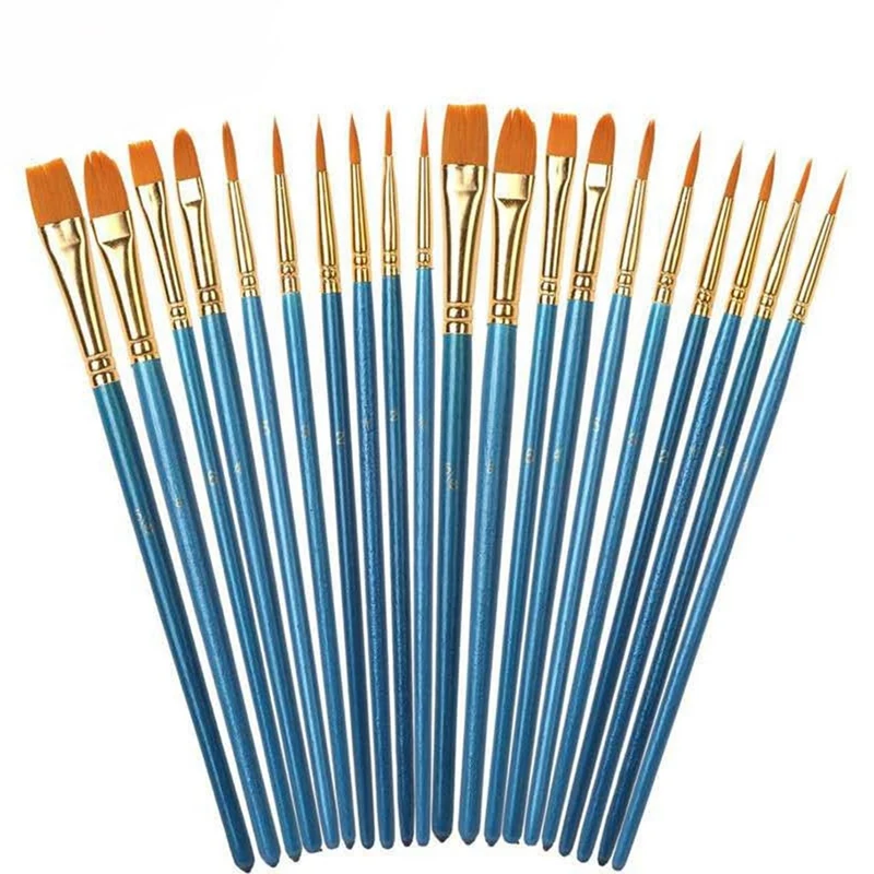 20PCS Pearlescent Blue Oil Brush 1 Set Of Art Painting Water Chalk DIY Special Brush For Children's Drawing