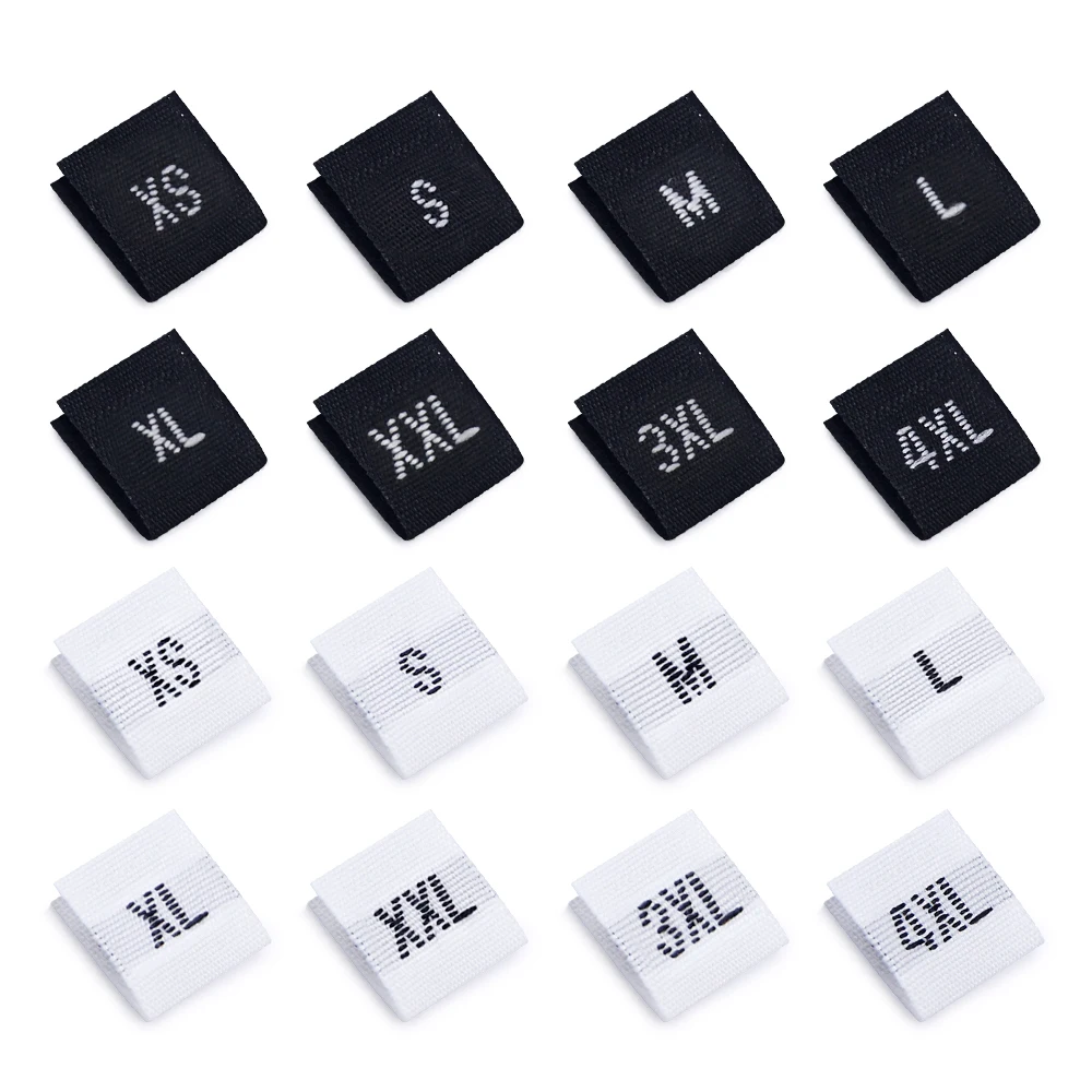 500pcs/roll White Black Clothing Size Labels XS/S/M/L/XL/XXL/3XL/4XL Clothes Labels For Garment Age Tags Height Woven Label DIY