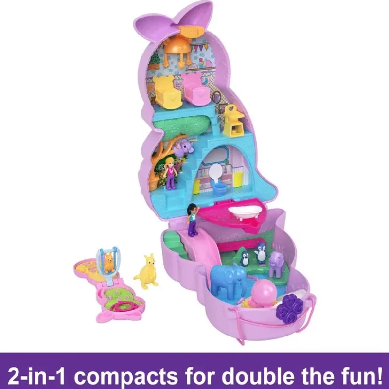 Originale Polly Pocket Mini Kangaroo Wallet Slide trampoli Swing Playground Treasure Box Toys regali di festa per i bambini