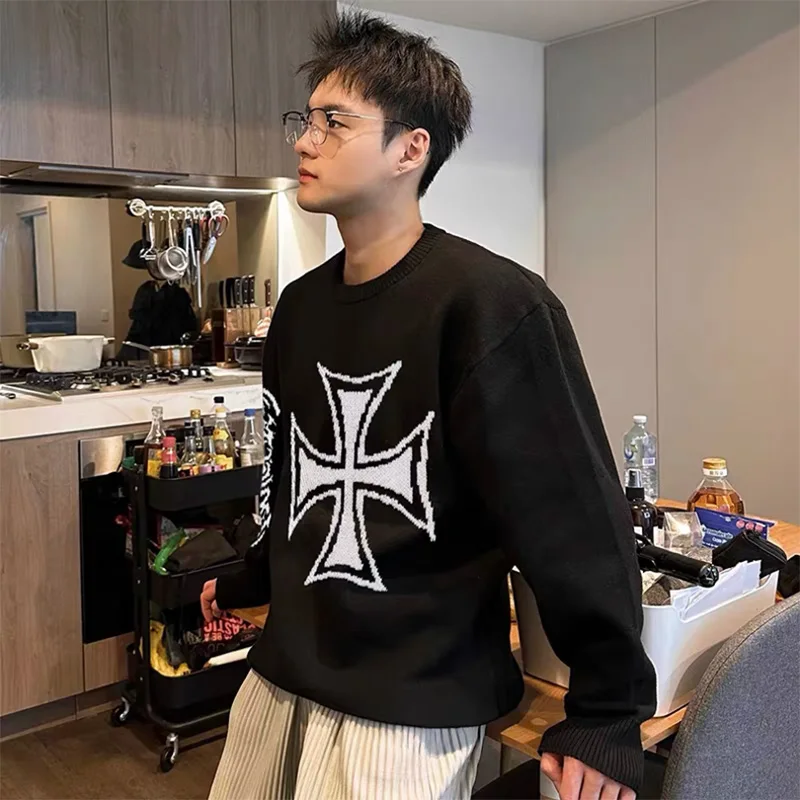 

Мужчины Женщины Унисекс Пара Повседневные вязаные толстовки Высочайшее качество Классические крестики с буквами Логотип Жаккардовый проект G/R Свитер Пуловеры