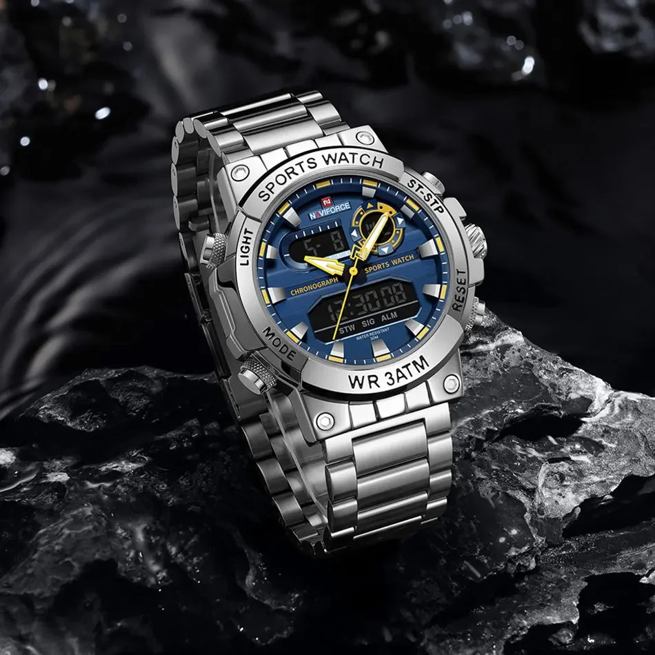 Top Brand NAVIFORCE Men Dual Display Watch Sport Waterproof Chronograph Clock Male Army Military Digital Watch For Men Relogios