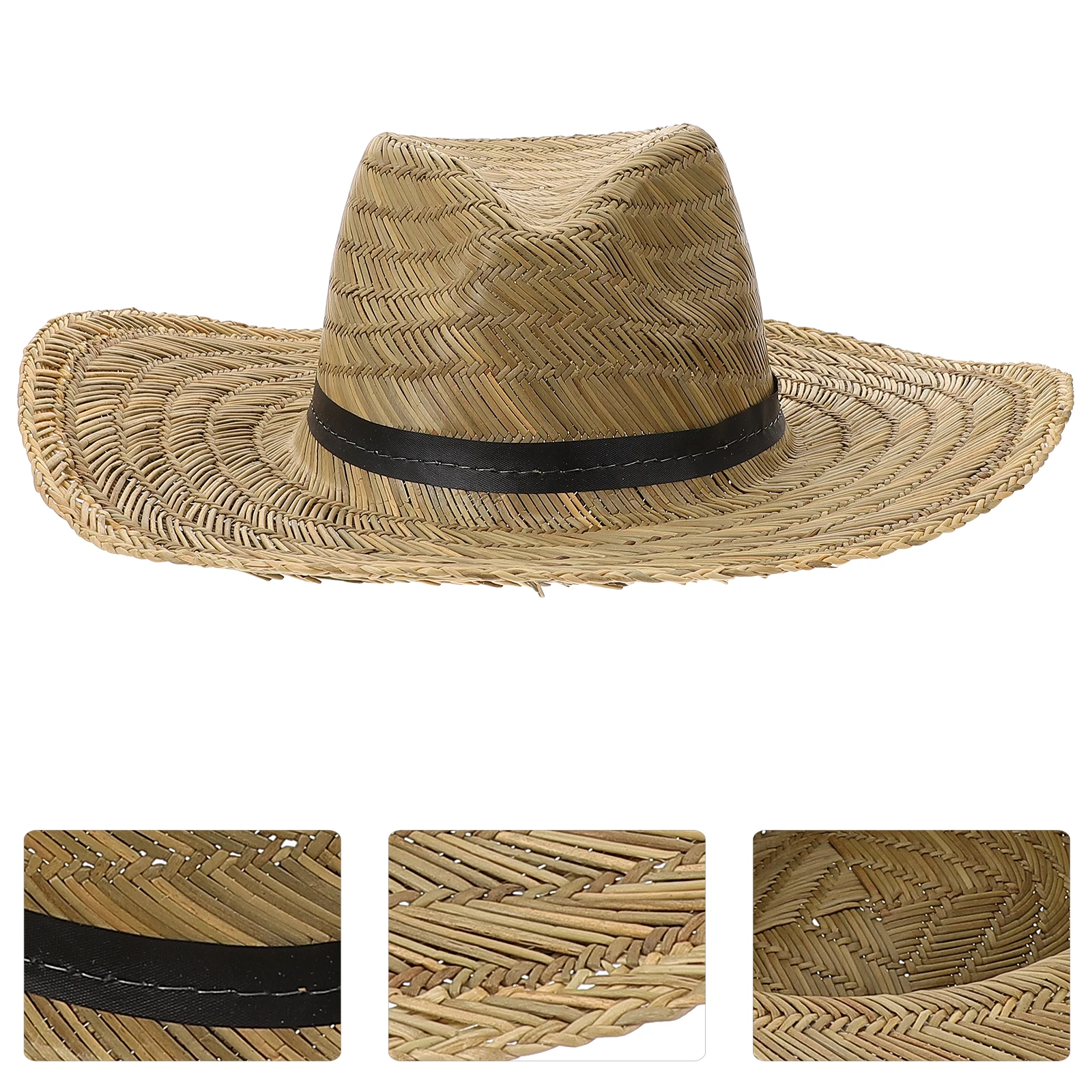 

Wide Brim Hat Men Beach Cap Spring Summer Outdoor Straw Sun Shade Hat Hats Seaside Resort Sun Protection L 58 60cm