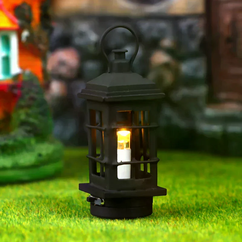 1:12 Dollhouse Miniature LED Lamp Wall Lamp Black Hollow Light Desk Lamp W/Switch Furniture Model Living Scene Decor Toy