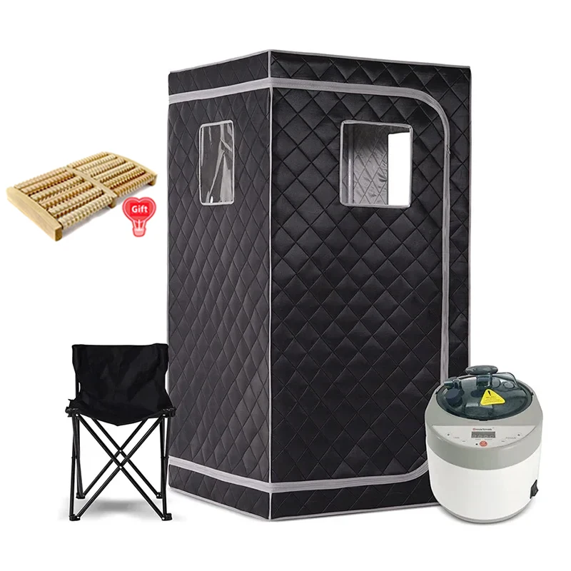 Full Body Home Steam Sauna Set 4L Large Steam Pot One Person Sauna Spa with Time Temperature Remote Control Detox Therapy