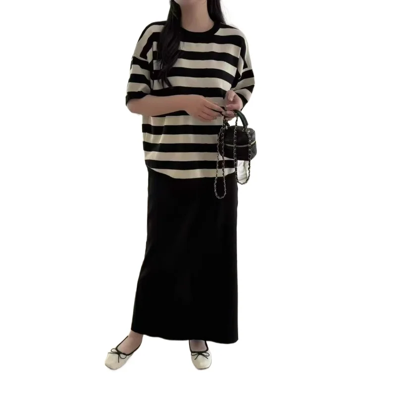 

Spring 2026 New Fashionable European American Style Elegant Set Short-sleeved T-shirt High-waisted Skirt Two-piece Set for Women