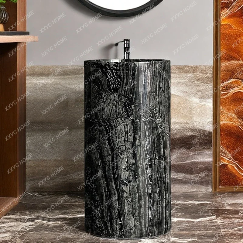 Natural marble integrated light luxury bathroom floor-to-ceiling hand wash basin
