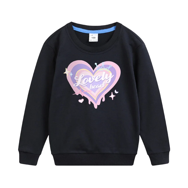 

Children Spring and Autumn Coat Lovely Heart Cartoon Hoodie Baby Girls Long Sleeve Pullover 3-14T with Hat