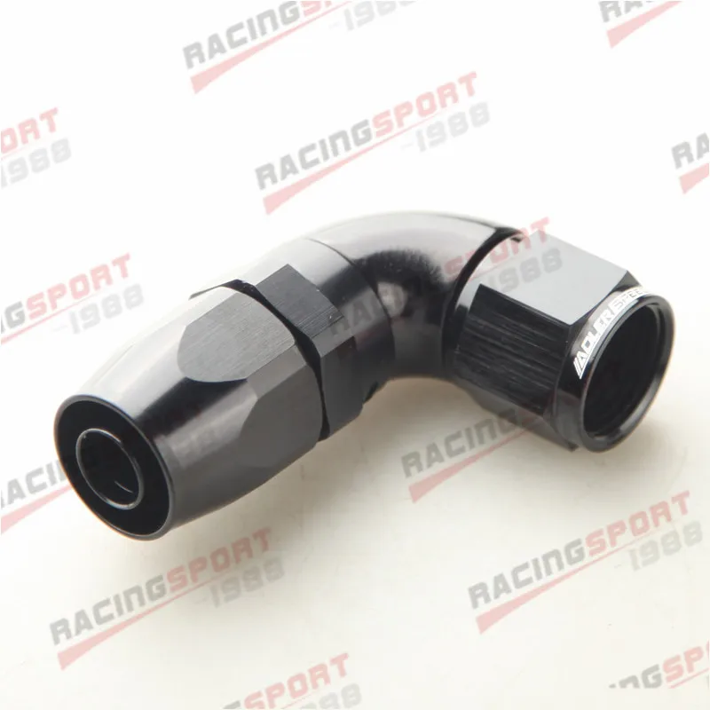 Black 90 Degree -10 AN AN10 One Piece Swivel Fuel Oil Hose End Fitting Adapter