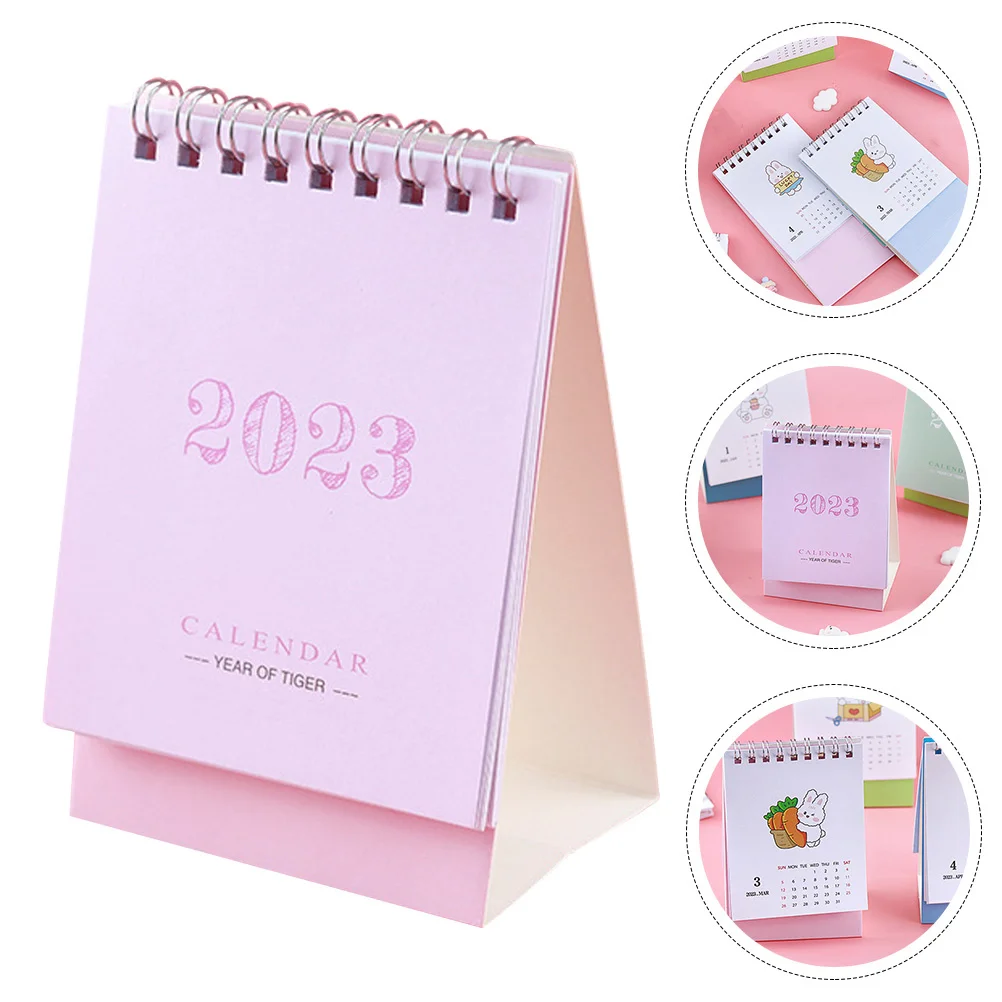 1 st Mini Desktop Kalender 2023 Papier Eenvoudige Creatieve Organizer Voor Office Home School Staande Driehoekige Basis Klein